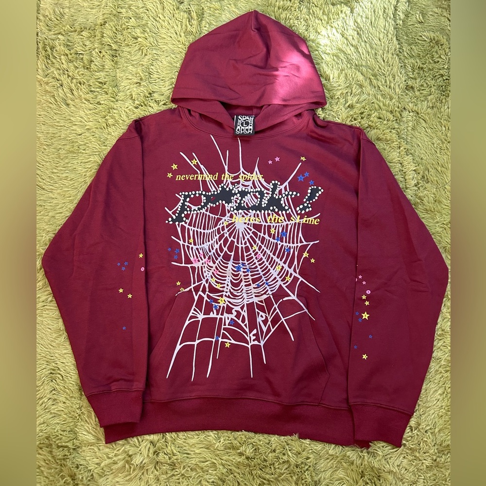 Spider Pink Hoodie Maruon